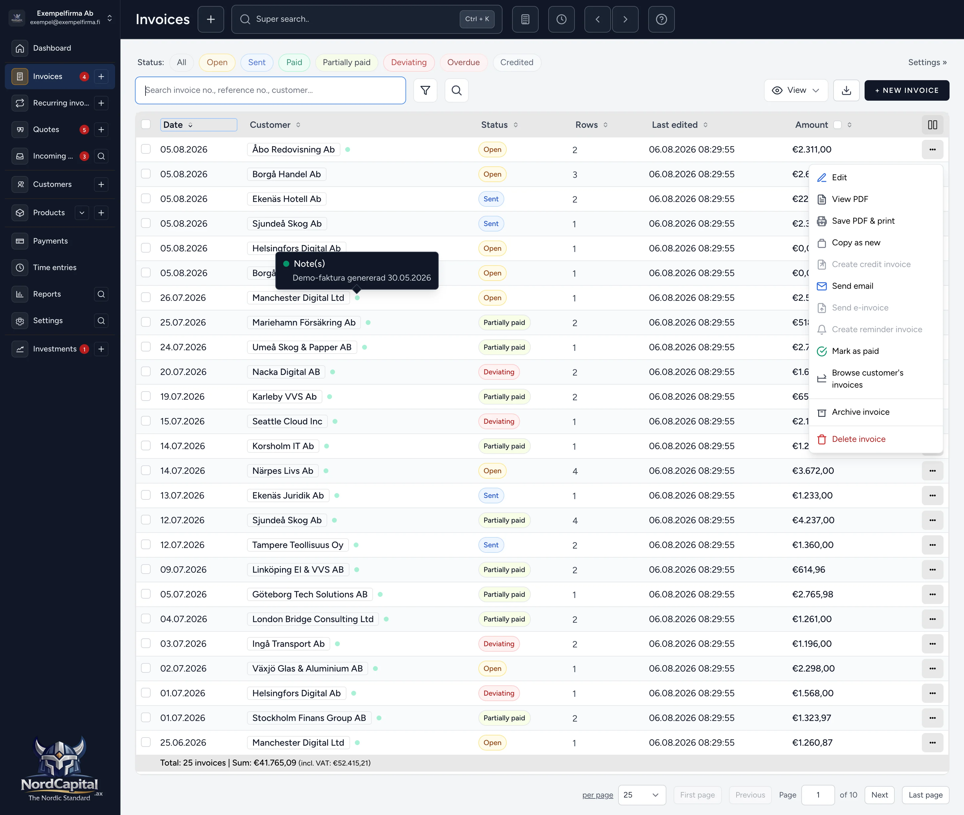 Invoices and quotes - App screenshot